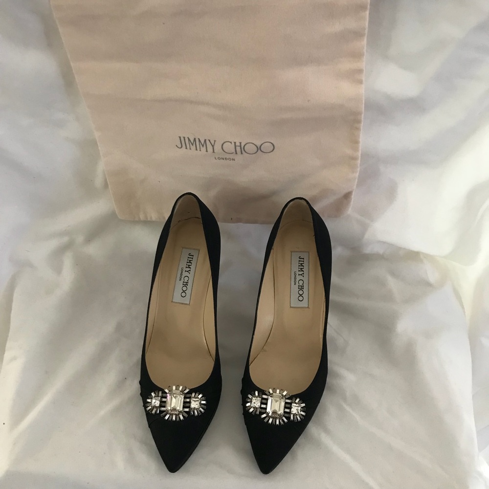 Authentic Jimmy Choo low heels with Jewels Bow